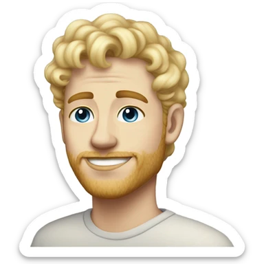 full body light curl blonde 30yo man blue eyed pale skin sticker