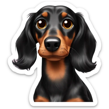Long-haired black spotted dachshund with small one  sticker