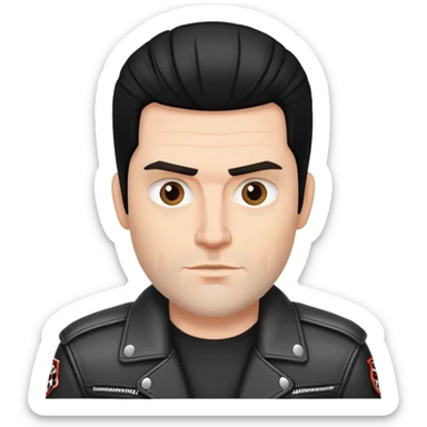 harley biker with no beard white guy black hairs sticker