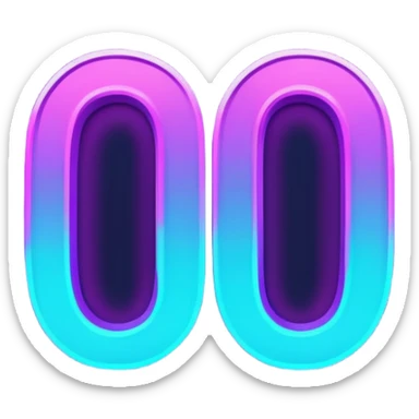 futuristic glowing neon “100” sign, purple and cyan glow, dark background sticker