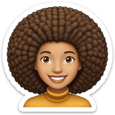 Person with large afro hairstyle, smiling sticker