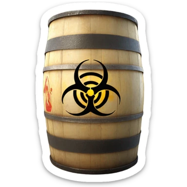Biohazard symbol on a barrel sticker