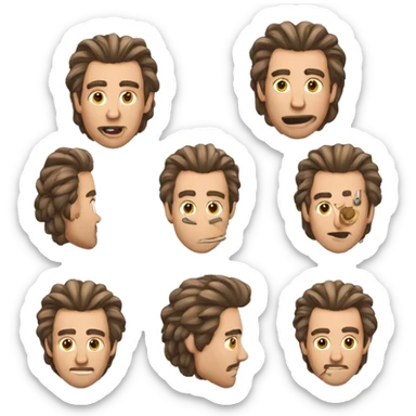 uomo rozzo, capelli lunghi castani senza baffi sticker