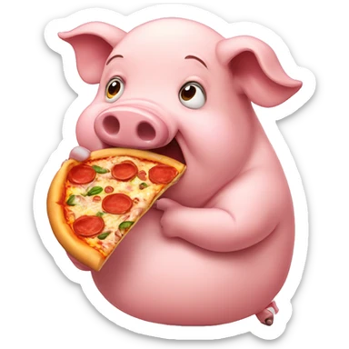 Pig eating pizza sticker