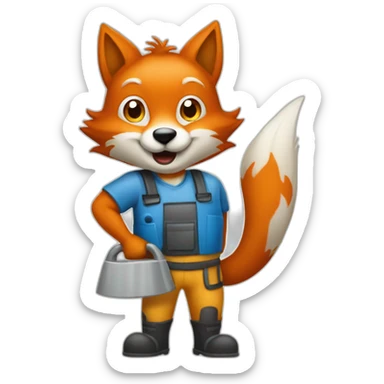 a fox from a cleaning company who washes windows sticker