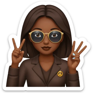 A girl with dark skin sunnies and doing a peace sign sticker