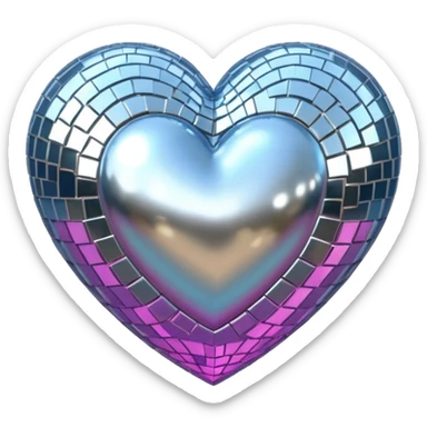 disco ball in shape of a heart sticker
