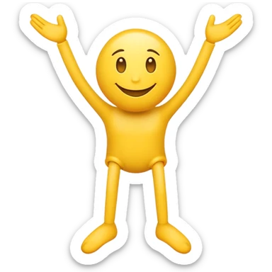 A yellow emoji with legs but no body shrugging sticker