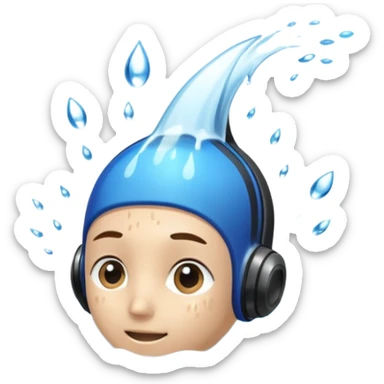 ear with sound rays and water splashing out, representing equalizing ears during freediving sticker