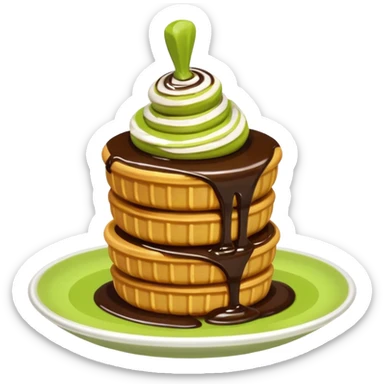 mini churros with chocolate and matcha topping sauce sticker