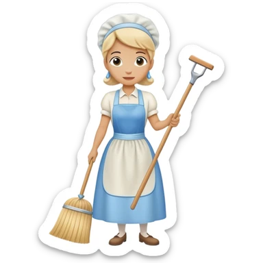 An anthropomorphic bean dressed as a house cleaner. Meant to evoke Cinderella sticker