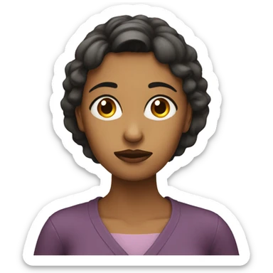 woman thinking carefully with a slight frown sticker