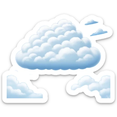 Cinematic Realistic Clouds Emoji, Fluffy and soft, with gentle, swirling white clouds floating effortlessly in a deep blue sky. The clouds drift lazily across the horizon, casting shadows and playing with the light in a peaceful and dreamy way. Soft glowing outline, capturing the essence of calm, serenity, and endless sky in a dreamy cloudscape! sticker