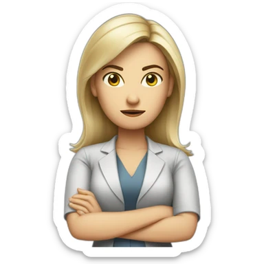 White Woman HR-manager crossed arms angry sticker