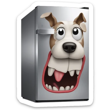Dog that is made out of worms, giving advice to an anamorphic refrigerator  sticker