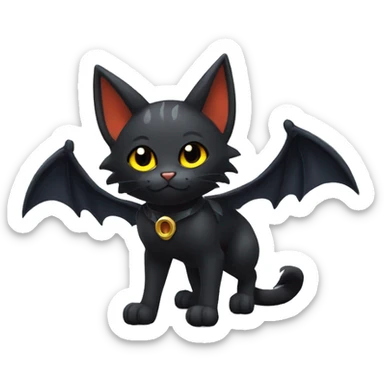 Litten-Nargacuga-Cat with black bat-wing-ears full body sticker