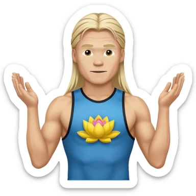 Erling Haaland long hair doing the lotus sticker