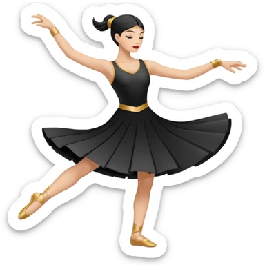 North-East (NE): "dancer_northeast: Create a minimal flat-vector dancer icon facing north-east. Pose same dynamic motion rotated to face NE. Black stroke 2px on transparent background, square canvas 1:1, SVG vector style, no text or facial features." sticker
