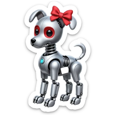 animatronic dog with red bow time like fnaf but dog emoji ios sticker
