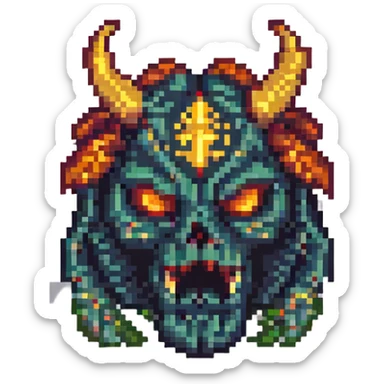 Mahoraga from Jujutsu Kaisen, pixel art style, retro video game look sticker
