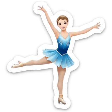 An icon showing a graceful figure skater mid-spin on a sparkling ice rink, wearing an elegant costume. The background features festive arena lights, snowflakes, and cheering spectators. Transparent background captures the beauty, artistry, and elegance of figure skating. sticker