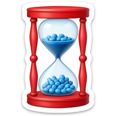 Sandglass with blue pills and red pills sticker