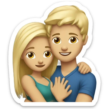 blonde hair girl hugging brown hair white guy  sticker