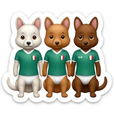 3 cagnolini seduti con vestitino in maglia in bianco e nero sticker
