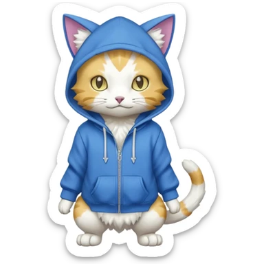  cat-garurumon-Gatomon-purloin-feline-Fakemon-Digimon-creature wearing a hoodie fursona (full body)  sticker