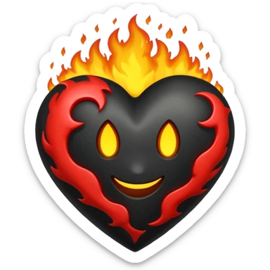 Corazón negro con grietas y sanado con oro envuelto en fuego dorado  sticker