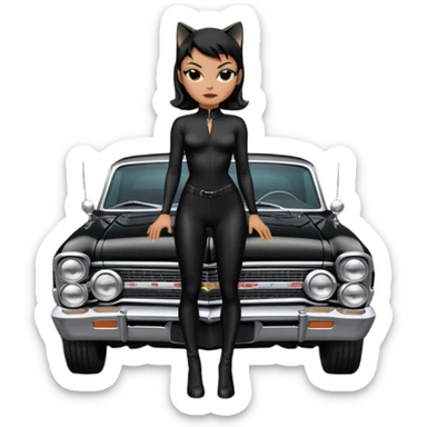 Catwoman’s  blacked-out-chrome 1965 Chevy Nova SS street rod sticker