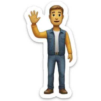 Man making a stop sign with his hand in front of him sticker