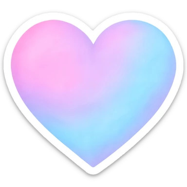 heart with a soft cotton candy gradient, digital illustration, no background sticker