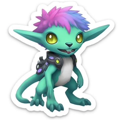 cute cool edgy colorful ethereal alien punk Digimon-Fakemon-animal full body sticker