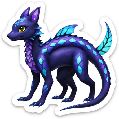 L Scaley Exotic Salandit-Aurorus-Umbreon-Fakémon-hybrid-creature (full body), 4 legs sticker