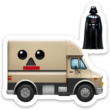 1976 long mail delivery truck Darth Vader sticker