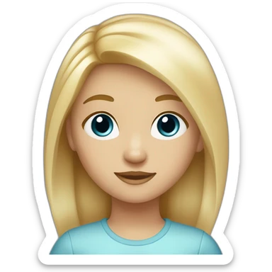 Une fille de 11 ans calme cheveux blond claire carré peau blanche yeux bleu sticker