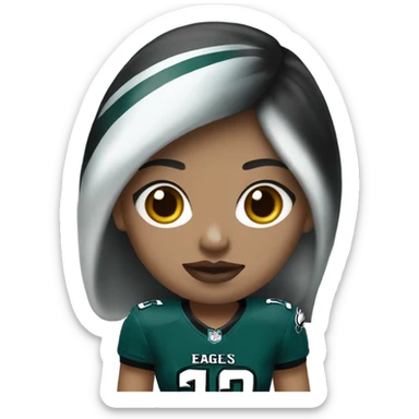  White skin female dark hair red lips wearing Philadelphia Eagles jersey sticker