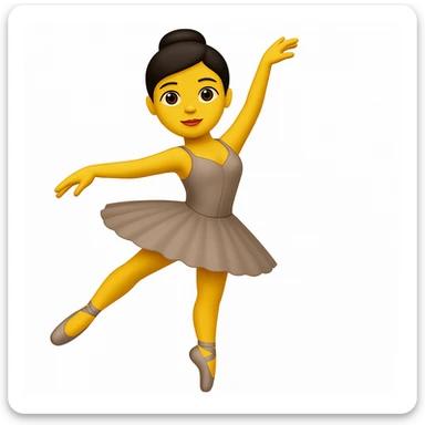 Create a ballerina emoji exactly like the reference image but without the cup head. The emoji should be in iOS emoji style, featuring a classic ballerina pose with a tutu, elegant, smooth, and shiny appearance. sticker