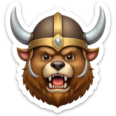 Viking Bear wearing horned helmet growling sticker