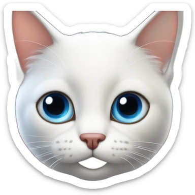Gato blanco con ojos azules estilo pixar subido en un coche rojo sticker