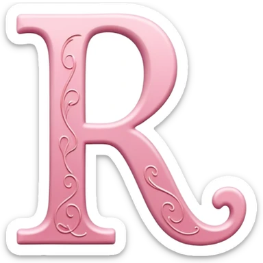Pink, romantic, refined, fancy, letter of the alphabet sticker