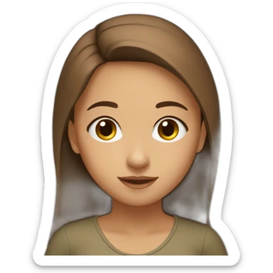 A young girl of Algerian origin with a round head, long brown hair and a small chin. sticker