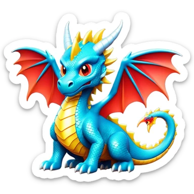 Clash of Clans aesthetic: Cinematic fierce Dragon Emoji, rendered in a 3D vector-style similar to standard emojis with minimal shading and bold, simplified shapes. A compact, isometric dragon with majestic wings and intricately scaled details, softly glowing with a legendary, mythical charm. Simplified yet unmistakably iconic, highly detailed and consistent, glowing with a soft radiant brilliance and high shine. Stylized with a touch of fantastical might and a soft glowing outline, capturing the essence of a mighty dragon with a friendly, playful demeanor! sticker