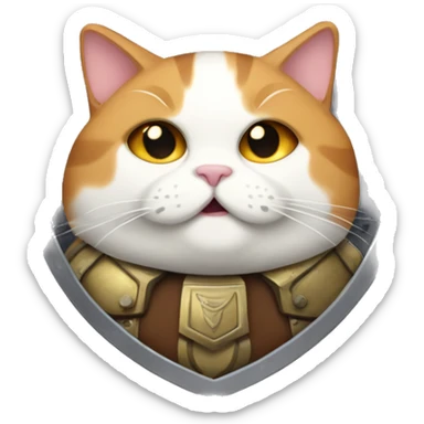 Fat calico cat with a shield  sticker