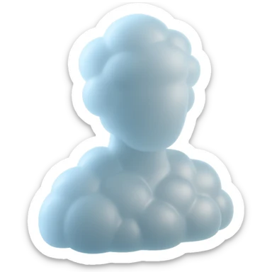 A person from the shoulders up, entirely composed of fluffy white convex clouds sticker