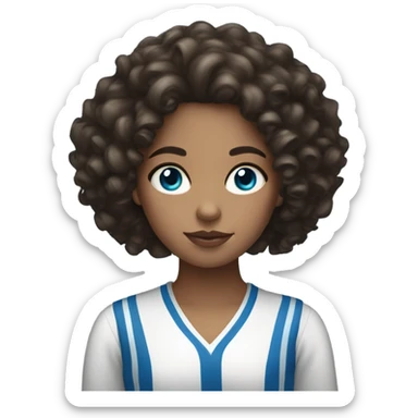 white dominican girl with dark brown big curly hair and blue eyes sticker