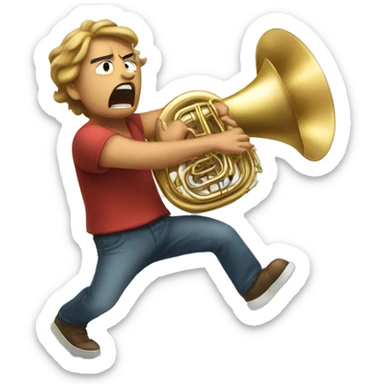 Angry citizen stomping on tuba sticker