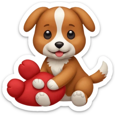 Dog playing with a stuffed animal sticker