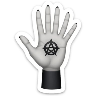light grey hand with a black occult symbol on the palm and wrist slit sticker